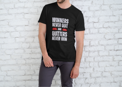Koszulka z Nadrukiem: "Winner$ Never Quit..."